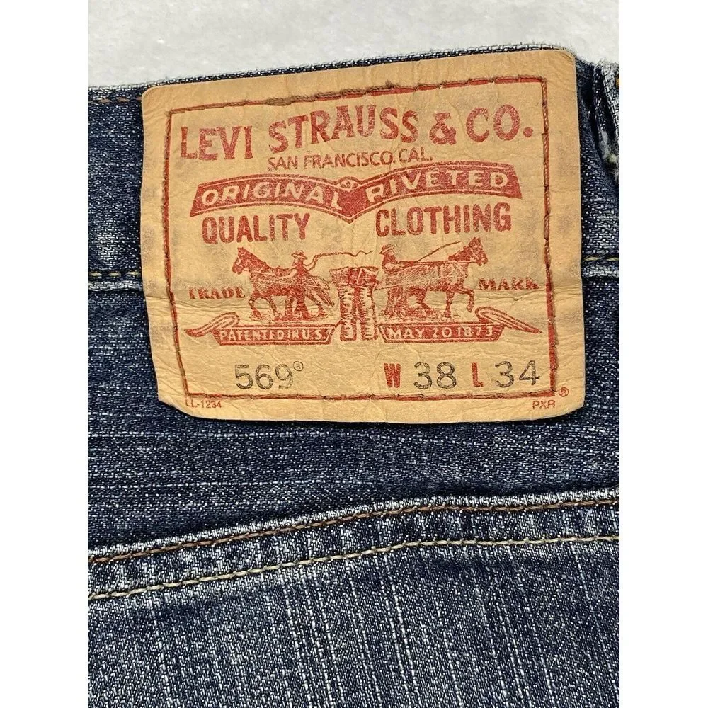 Levis 569‎ Jeans Mens 38x34 Loose Straight Pants Heavy Denim Baggy Relaxed Y2K